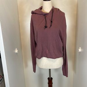 PINK Crop Sweatshirt Hoodie with Cutout Detail on Back Size Small